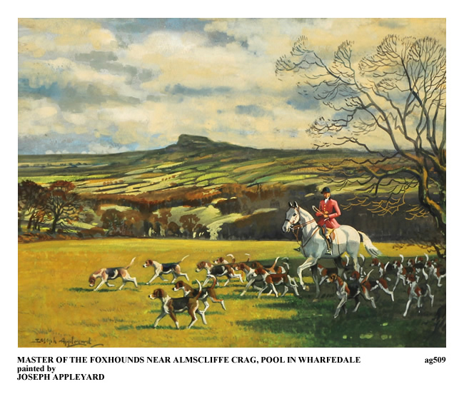 MASTER OF THE FOXHOUNDS ALMSCLIFFE CRAG painted by JOSEPH APPLEYARD