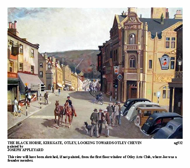 THE BLACK HORSE, KIRKGATE, OTLEY, LOOKING TOWARDS OTLEY CHEVIN painted by JOSEPH APPLEYARD