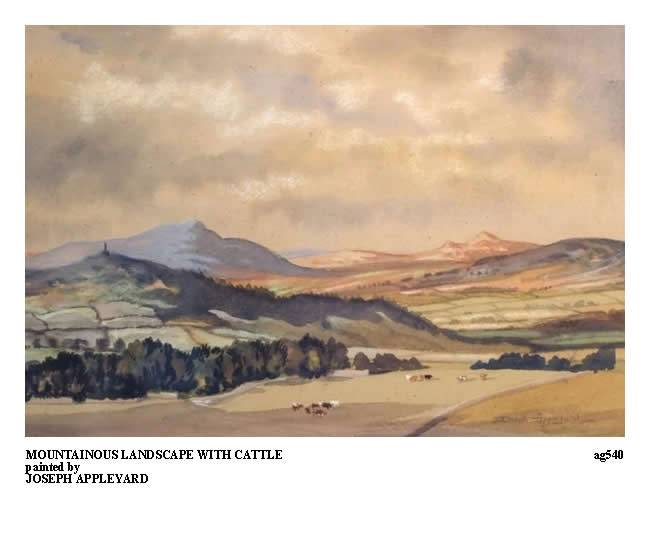 MOUNTAINOUS LANDSCAPE WITH CATTLE painted by JOSEPH APPLEYARD