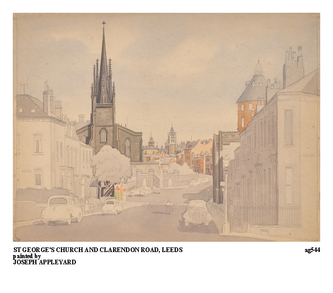 ST GEORGE'S CHURCH AND CLARENDON ROAD, LEEDS painted by JOSEPH APPLEYARD