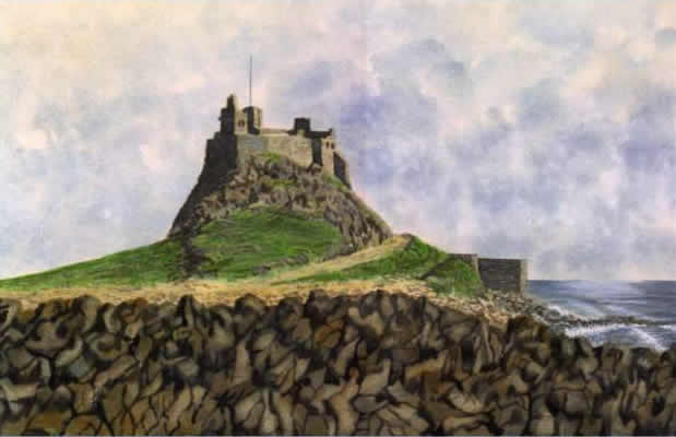 LINDISFARNE CASTLE, NORTHUMBERLAND painted by DAVID APPLEYARD