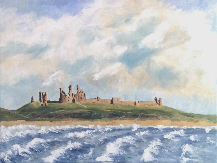 DUNSTANBURGH CASTLE, NORTHUMBERLAND painted by DAVID APPLEYARD