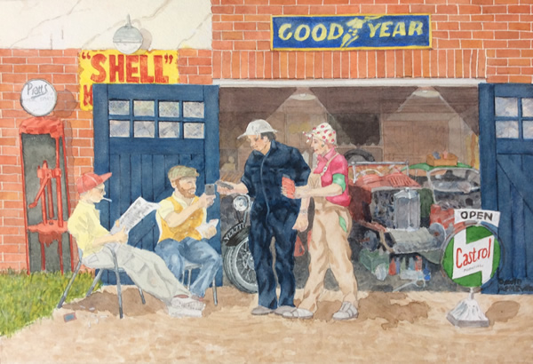 ENJOYING A BREAK FROM TINKERING painted by DAVID APPLEYARD