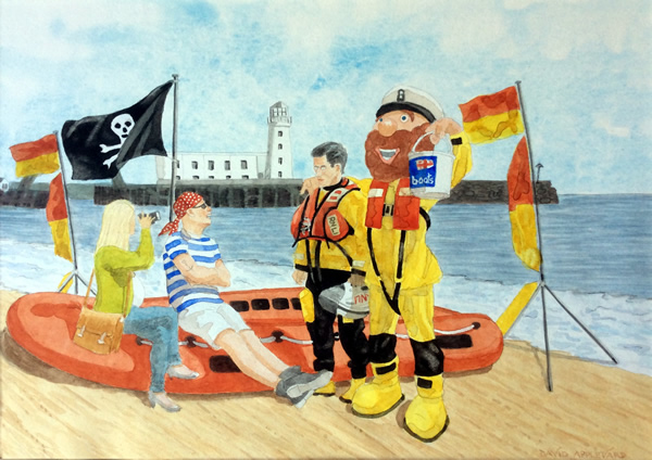 ENJOYING A BREAK AT THE RNLI FUN DAY painted by DAVID APPLEYARD